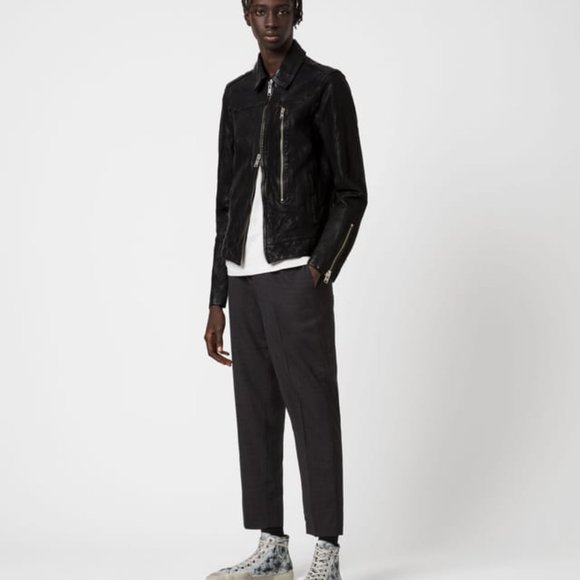 ALLSAINTS Men's Swithin Leather Biker Jacket Black - New With Tags - Medium